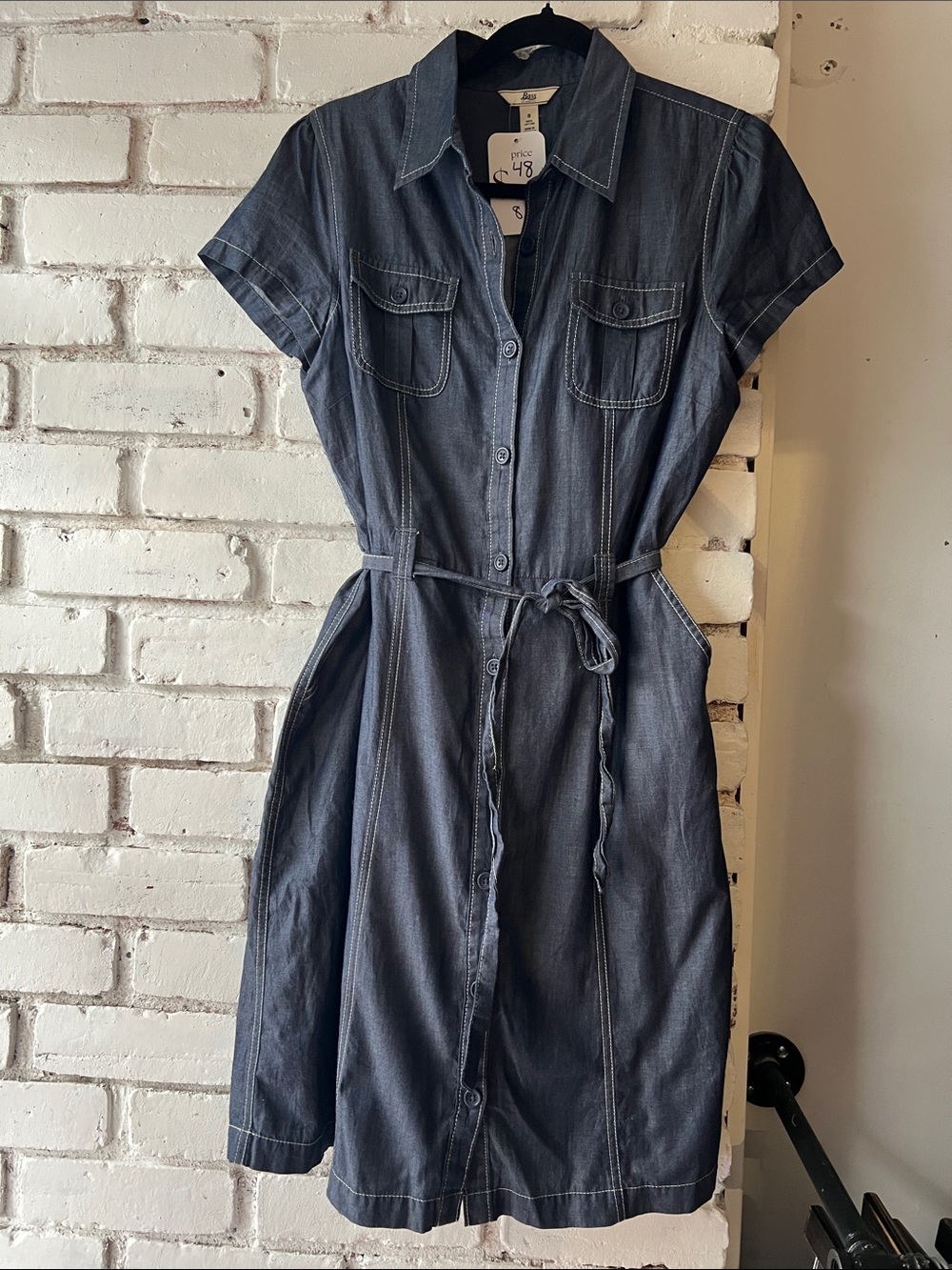 Chambray Short Sleeve Dress Lightweight G.H. Bass Utility Shirt Dress midi